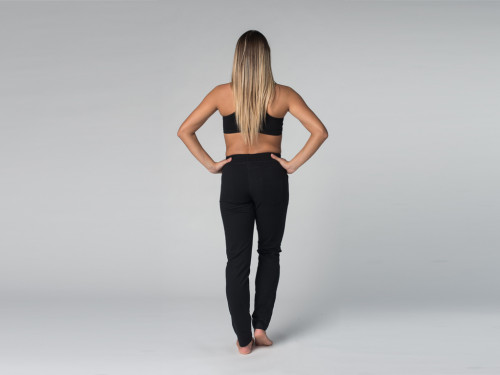Article de Yoga Pantalon de yoga Slim Femme - Coton Bio Noir - Fin de Serie