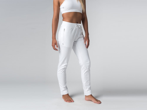 Article de Yoga Pantalon de yoga Slim Femme - Coton Bio Blanc - Fin de Serie