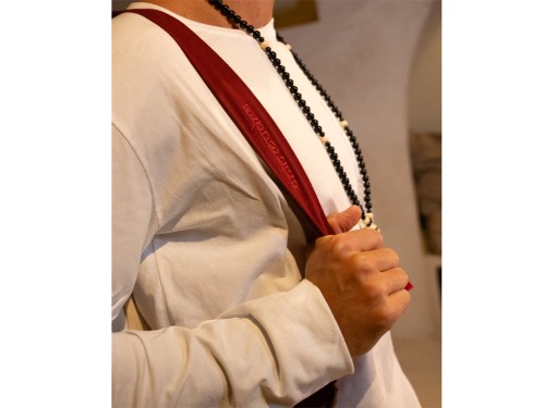 Article de Yoga Sac à tapis de yoga 100% Coton Bio 71cm x 15cm Ecru/Bordeaux