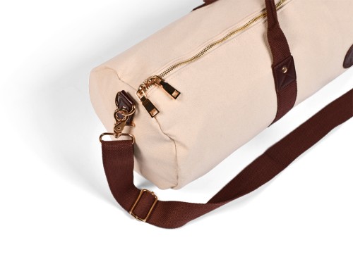 Article de Yoga Sac à Tapis de Yoga Baroudeur Coton Bio et Cuir végan - Écru 20 cm x 70 cm