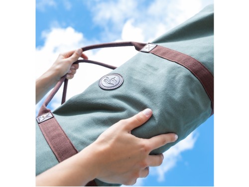 Article de Yoga Sac à Tapis de Yoga Baroudeur Coton Bio et Cuir végan - Kaki 20 cm x 70 cm