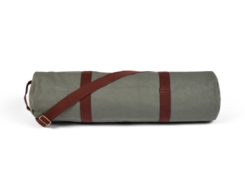 Article de Yoga Sac à Tapis de Yoga Baroudeur Coton Bio et Cuir végan - Kaki 20 cm x 70 cm
