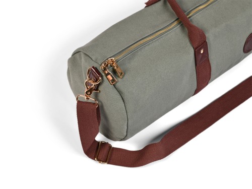 Article de Yoga Sac à Tapis de Yoga Baroudeur Coton Bio et Cuir végan - Kaki 20 cm x 70 cm