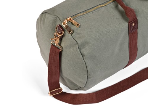 Article de Yoga Sac à Tapis de Yoga Baroudeur Coton Bio et Cuir végan - Kaki 30 cm x 70 cm