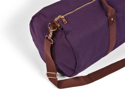 Article de Yoga Sac à Tapis de Yoga Baroudeur Coton Bio et Cuir végan - Prune 20 cm x 70 cm