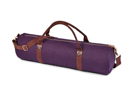 Sac à Tapis de Yoga Baroudeur Coton Bio et Cuir végan - Prune