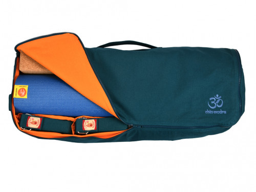 Article de Yoga Sac à tapis de yoga Chic et Cool 100% Coton Bio 70cm x 17cm Bleu canard