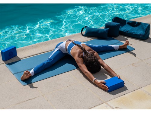 Article de Yoga Sac à tapis de yoga Chic et Cool 100% Coton Bio 70cm x 17cm Bleu canard