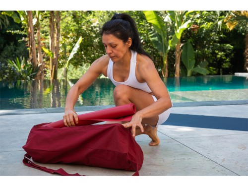 Article de Yoga Sac à tapis de yoga Chic et Cool 100% Coton Bio 92cm x 17cm Bordeaux