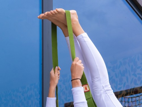 Article de Yoga Sangle de yoga coton Bio boucle rectangulaire Vert