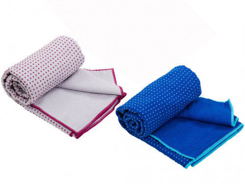 Serviette de Yoga anti-dérapante bicolore - 183cmx 61cm Gris/Aubergine