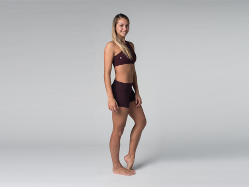 Article de Yoga Short de yoga 95% coton Bio et 5% Lycra Prune - Fin de Serie