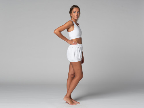 Article de Yoga Short Femme Traditionnel Iyengar - Bio Blanc