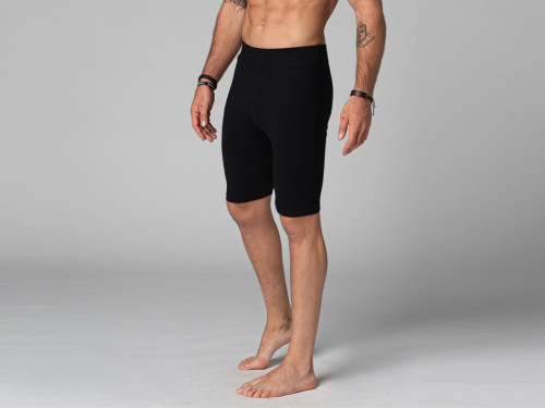 Article de Yoga Short Homme Style Cycliste - Coton Bio Noir