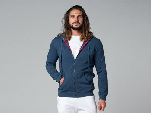 Sweat a Capuche Homme 100% Bio Bleu