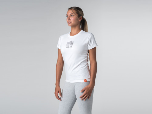 Article de Yoga T-shirt manches courtes Sri Ganesh - coton Bio Blanc - Fin de Serie