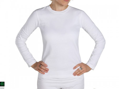T-shirt manches Longues 100% Bio Blanc - Fin de Serie