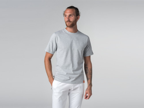 Article de Yoga T-shirt Tapan 100% coton Bio - Manches courtes Gris Perlé - Fin de Serie