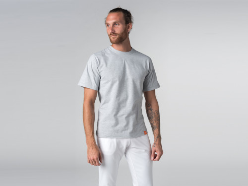 Article de Yoga T-shirt Tapan 100% coton Bio - Manches courtes Gris Perlé - Fin de Serie