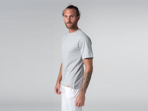 Article de Yoga T-shirt Tapan 100% coton Bio - Manches courtes Gris Perlé - Fin de Serie