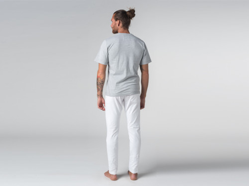 Article de Yoga T-shirt Tapan 100% coton Bio - Manches courtes Gris Perlé - Fin de Serie