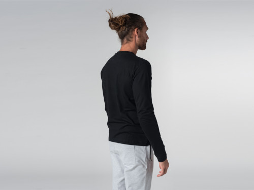 Article de Yoga T-shirt Tapan 100% coton Bio - Manches longues Noir - Fin de Serie