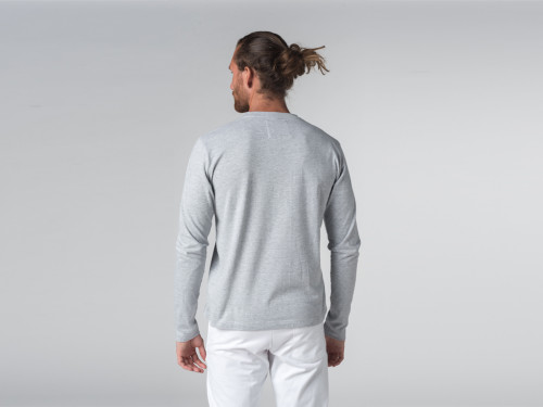 Article de Yoga T-shirt Tapan 100% coton Bio - Manches longues Gris Perlé - Fin de Serie