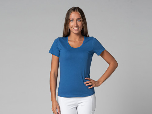 Article de Yoga T-Shirt TARA M/C Col Large 100% Bio Bleu Chaud