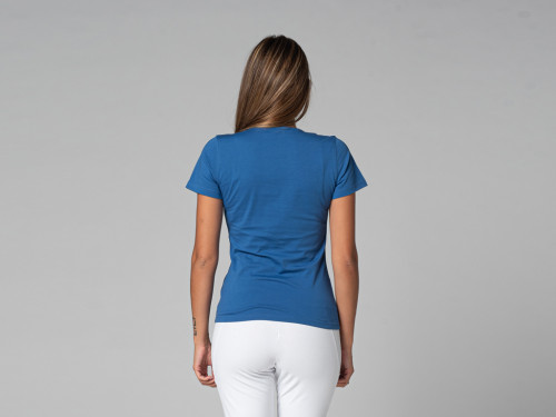 Article de Yoga T-Shirt TARA M/C Col Large 100% Bio Bleu Chaud