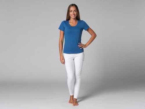 Article de Yoga T-Shirt TARA M/C Col Large 100% Bio Bleu Chaud
