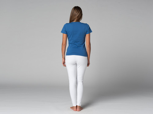 Article de Yoga T-Shirt TARA M/C Col Large 100% Bio Bleu Chaud