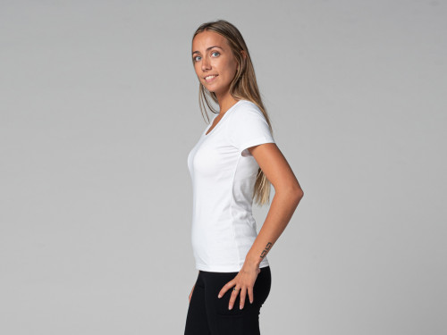 Article de Yoga T-Shirt TARA M/C Col Large 100% Bio Blanc