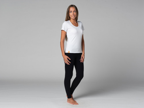 Article de Yoga T-Shirt TARA M/C Col Large 100% Bio Blanc
