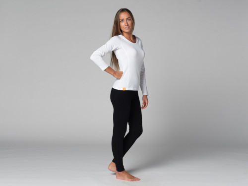 Article de Yoga T-Shirt Tara M/L Col Large 100% Bio Blanc