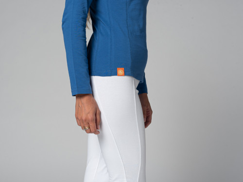 Article de Yoga T-Shirt Tara M/L Col Large 100% Bio Bleu Chaud