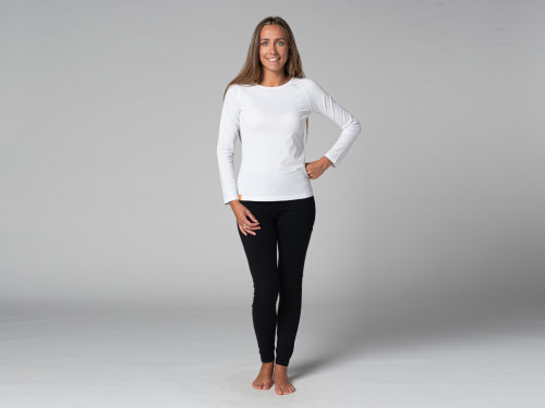 Article de Yoga T-Shirt Tara M/L Ras du cou Bio Blanc