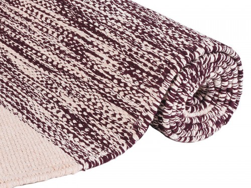 Article de Yoga Tapis de yoga Taj - Coton naturel - 2 m x 66 cm x 5mm Prune/Écru