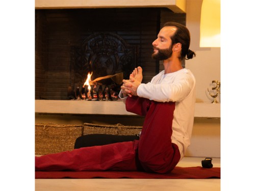 Article de Yoga Tapis de yoga Taj - Coton naturel - 2 m x 66 cm x 5mm Bordeaux