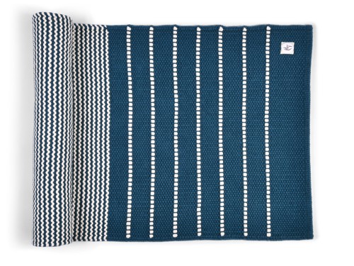 Tapis de yoga Taj - Coton naturel - 2 m x 66 cm x 5mm Bleu/Noir
