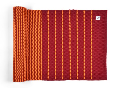 Tapis de yoga Taj - Coton naturel - 2 m x 66 cm x 5mm Bordeaux/Safran