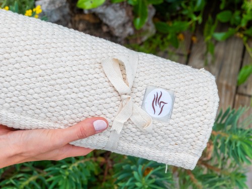 Article de Yoga Tapis de yoga Taj - Coton naturel - 2 m x 66 cm x 5mm Naturel