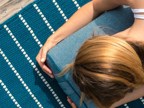 Article de Yoga Tapis de yoga Taj - Coton naturel - 2 m x 66 cm x 5mm Bleu/Noir