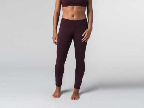Article de Yoga Yoga Legging 95% coton Bio et 5% Lycra Prune - Fin de Serie