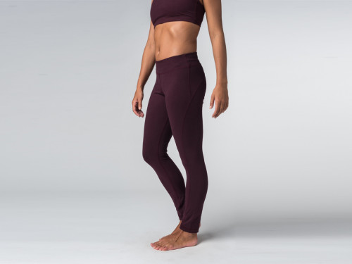 Article de Yoga Yoga Legging 95% coton Bio et 5% Lycra Prune - Fin de Serie