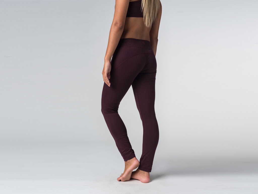 Yoga Legging 95% coton Bio et 5% Lycra Prune - Fin de Serie