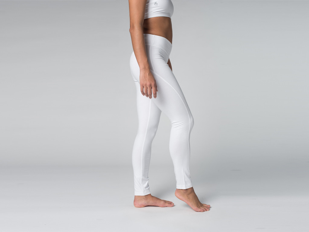 Legging de yoga 95% de algodón biológico y 5% de lycra Blanco - Fin de serie