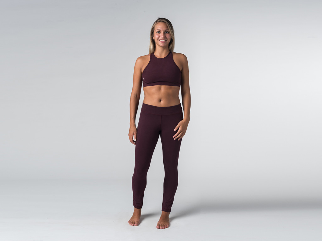 Yoga Legging 95% coton Bio et 5% Lycra Prune - Fin de Serie