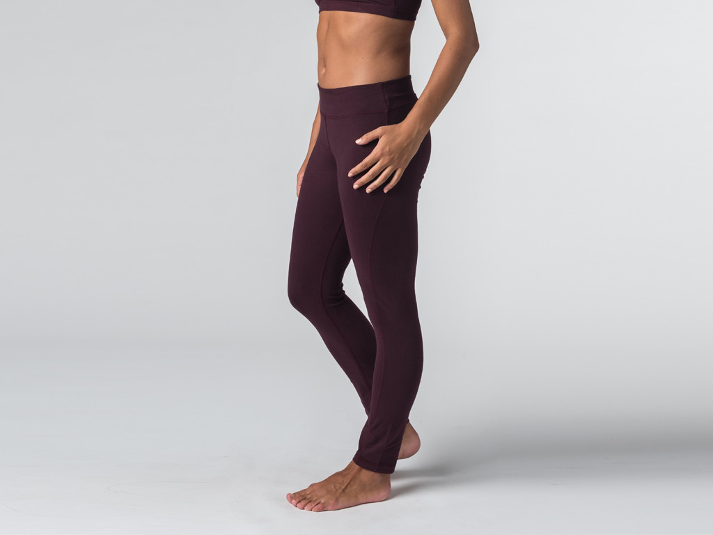 Leggings yoga 95% cotone organico e 5% Lycra Prugna - Fine della serie