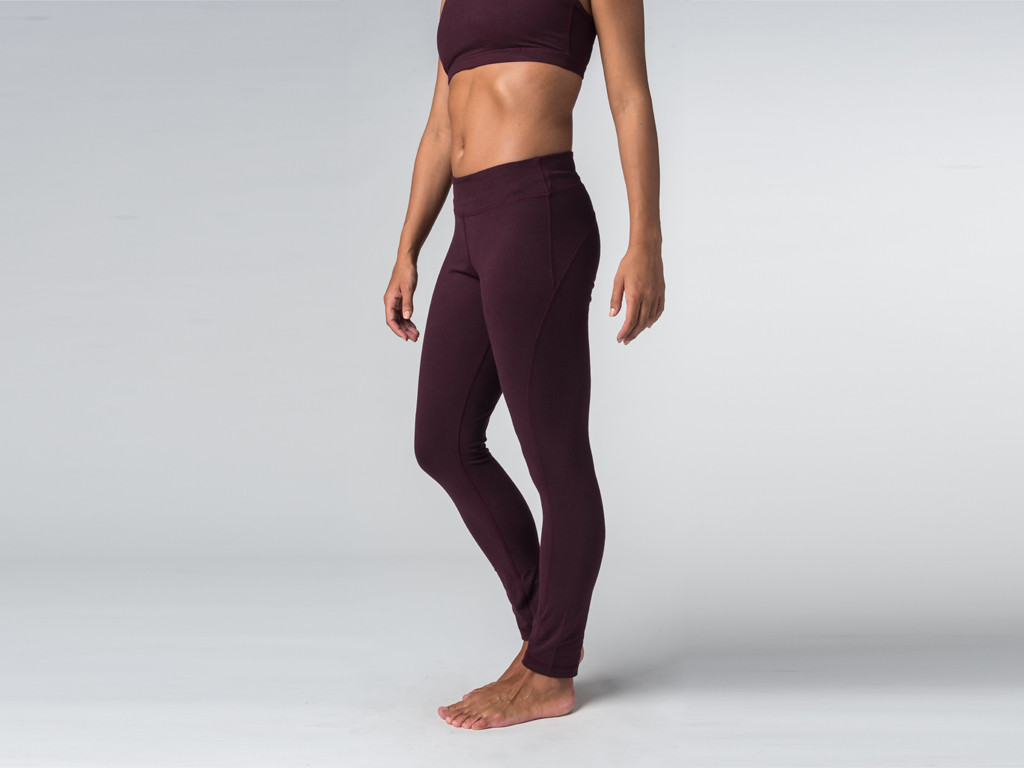Yoga Legging 95% coton Bio et 5% Lycra Prune - Fin de Serie