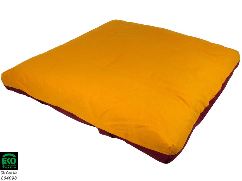 Zabuton transportável 100% algodão orgânico Bordéus e açafrão